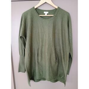 Garnet Hill 100% organic cotton Earthy green sweater quiet Luxury minimalist